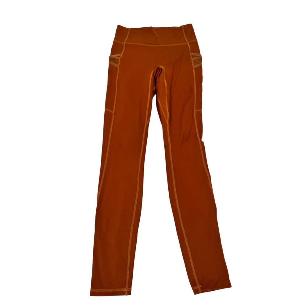 Fabletics Motion365 High Waisted Leggings Rust Orange Pockets Yoga Pants Womens